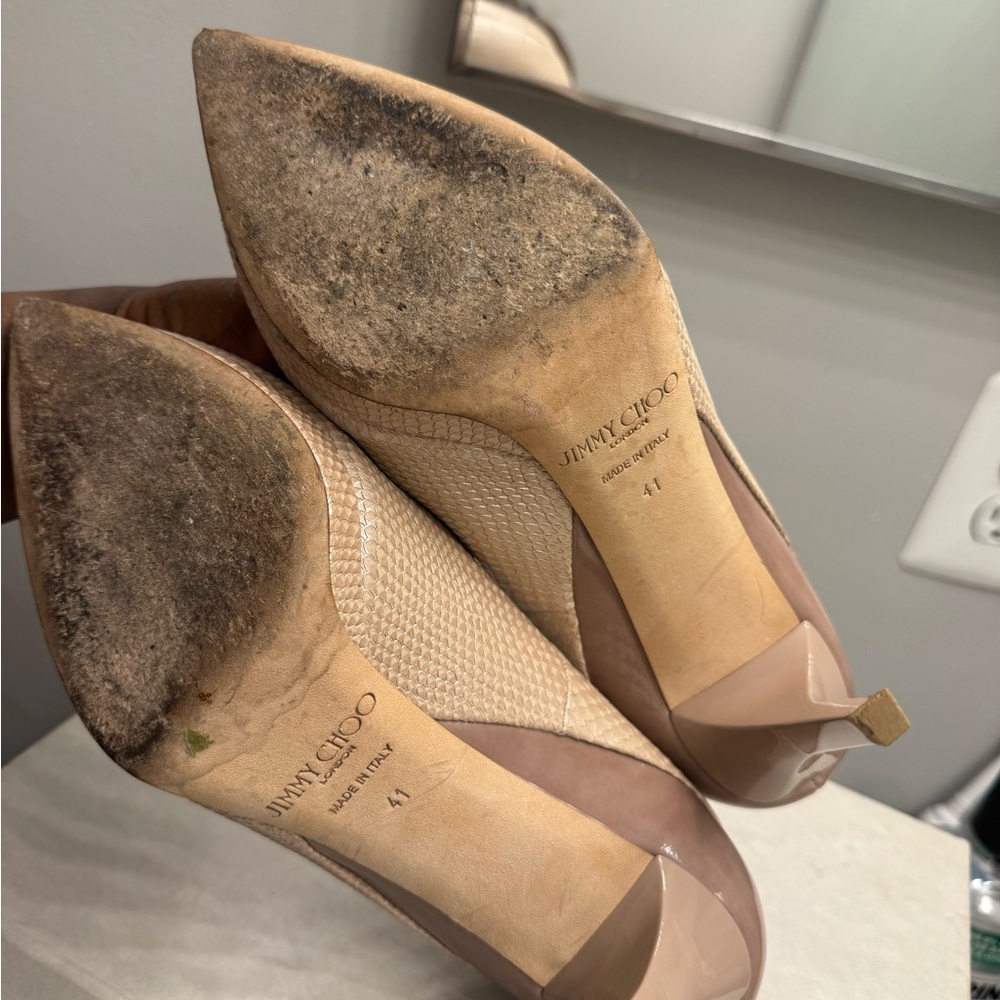 Jimmy Choo Cream Textured Heels - Picture 4 of 4